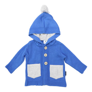 Hood Lined Knit Jacket Victoria Blue