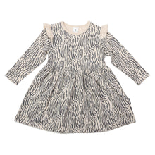 Load image into Gallery viewer, Tiger Stripe Cotton Frill Dress Tapioca
