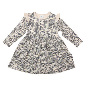 Tiger Stripe Cotton Frill Dress Tapioca