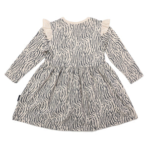 Tiger Stripe Cotton Frill Dress Tapioca