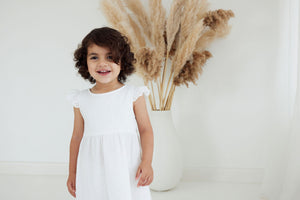 White Muslin Flutter Dress