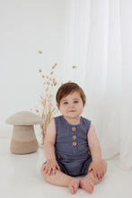 Load image into Gallery viewer, Flint Blue Muslin Romper
