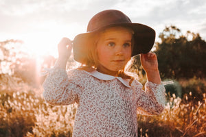 Girls Pintuck Dress - Petite Navy Floral