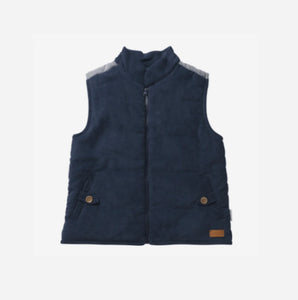 Boys Cooper Puffer Vest - Navy Corduroy