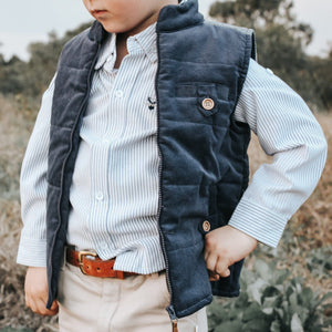 Boys Cooper Puffer Vest - Navy Corduroy