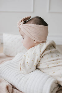 Organic Cotton Fine Rib Lilian Headband - Rose Dust