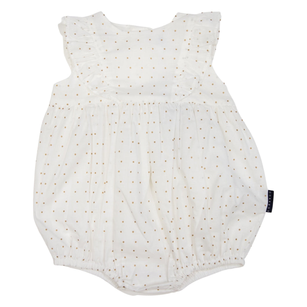 Gold Spot Frill Sunsuit  White