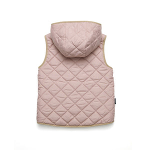 Reversible Hooded Yeti Vest Dusty Pink/Camel