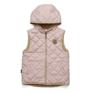 Reversible Hooded Yeti Vest Dusty Pink/Camel