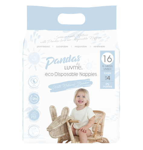 Panda Eco Nappies by Luvme, Large size 4, One country Mouse Kids