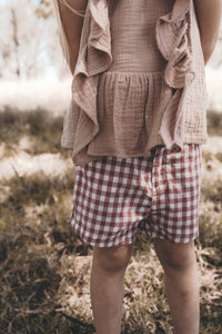 Tailored Shorts - Deep Blush Check