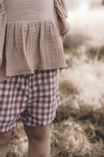 Load image into Gallery viewer, Tailored Shorts - Deep Blush Check
