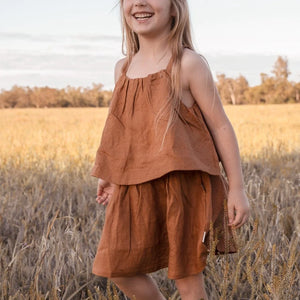 Tiered Dress - Bronze Linen