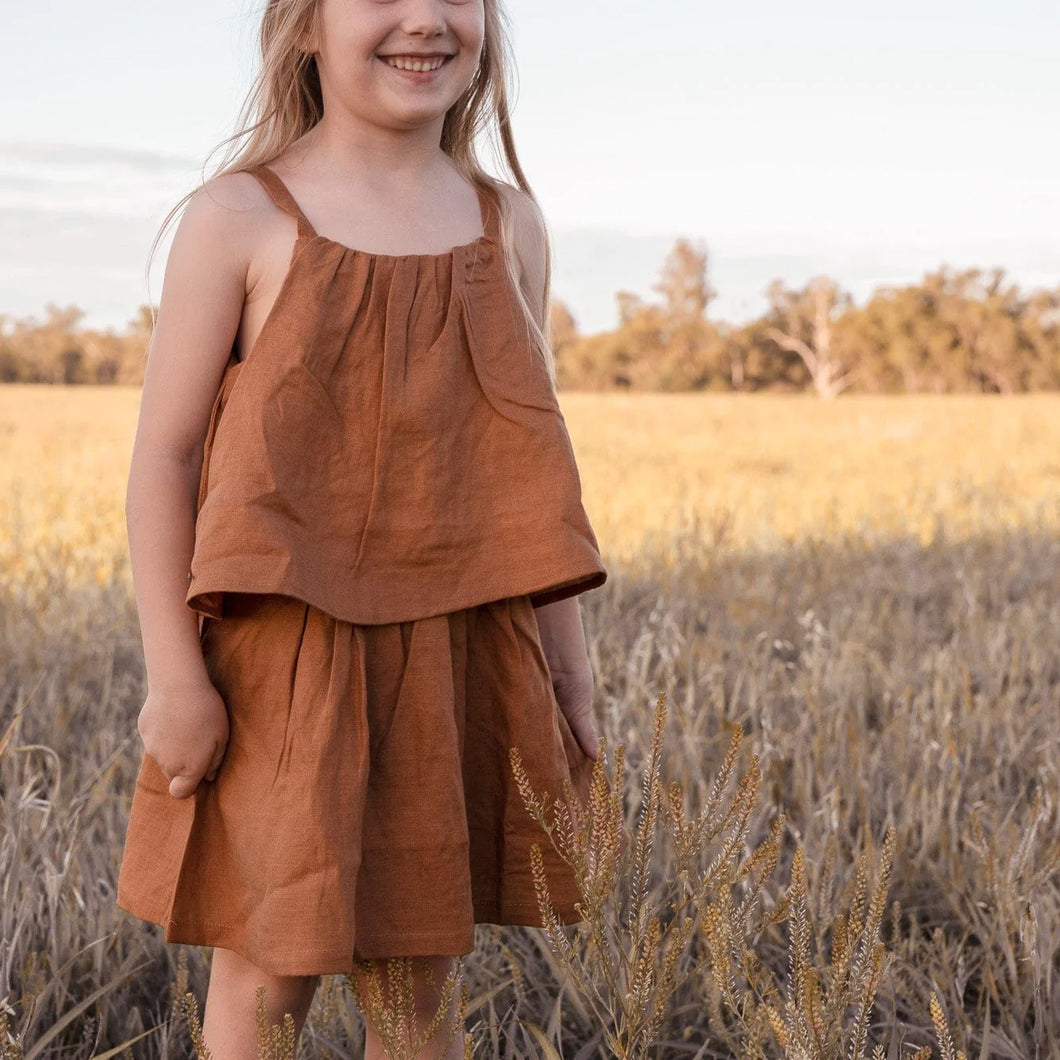 Tiered Dress - Bronze Linen