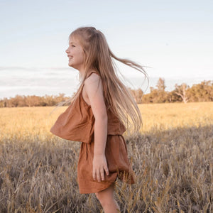 Tiered Dress - Bronze Linen